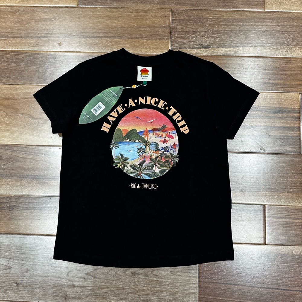 FARM Rio Black Tee NWT